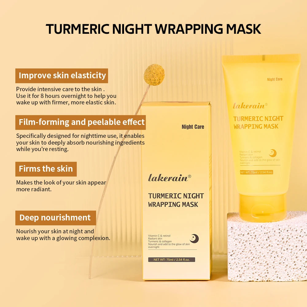 Kojic Acid Turmeric Overnight Wrapping Peel off Mask Mask Pack Hydrolyzed Nourishes 8 Hours Collagen Face Mask Skincare