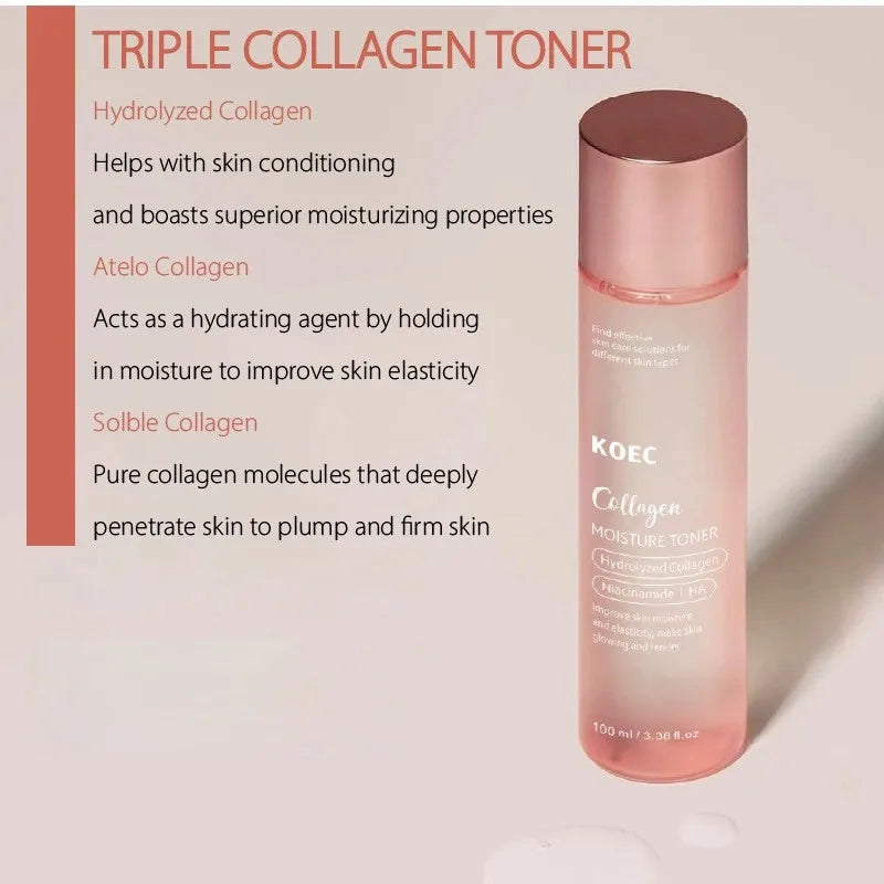 Collagen Toner + Triple Collagen Moisturizing Cream, Facial Moisturizing Moisturizing Nourishing and Brightening Skin Tone