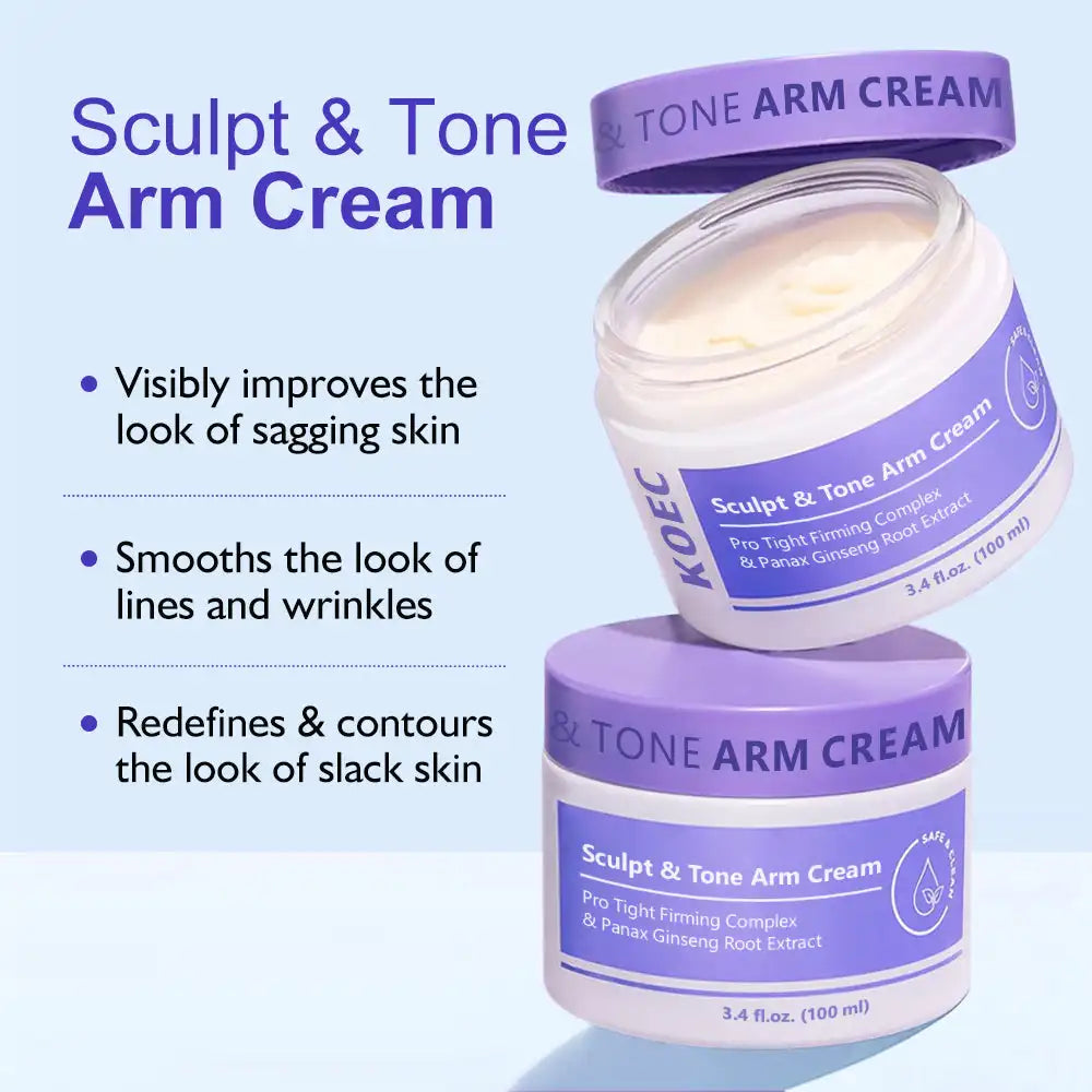 100Ml KOEC Ginseng Sculpt & Tone Arm Cream Tightening Firming Smoothing Hydrolyzed Collagen Ginseng Extract Avocado Shea Butter