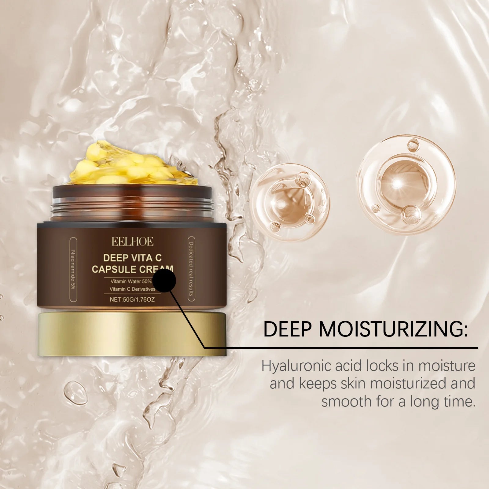 Capsule Cream Vitamin C for Face Pigmentation Removal Hydrated Skin Moisturizing Brightening Even Skin Tone Firming Face Cream
