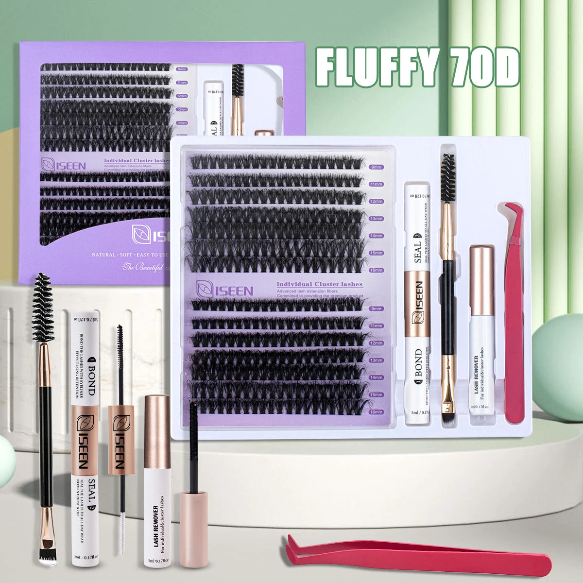 DIY Lash Extension Mix Styles Lash Clusters Individual Explosive Eyelashes with Bond&Seal Remover Tweezers Lash Brush