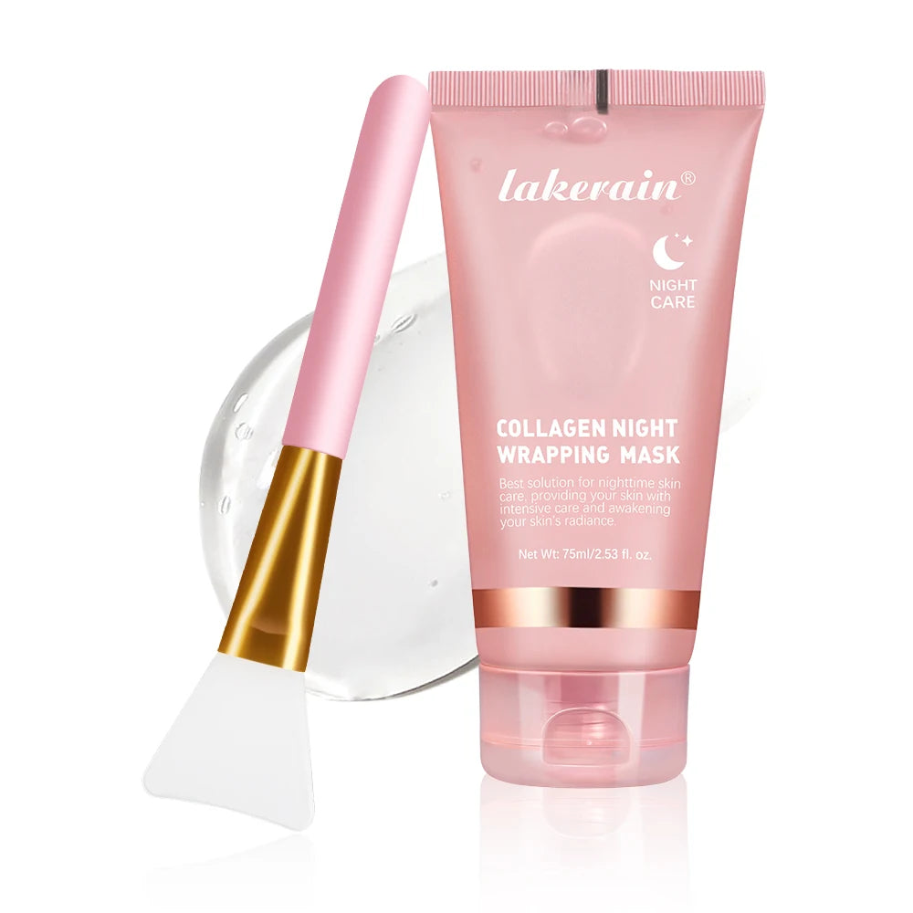 Collagen Jelly Cream Hydrolyzed Collagen Overnight Facial Mask Wrapping Peel-Off Mask Hydrating Firming Moisturizing Skincare
