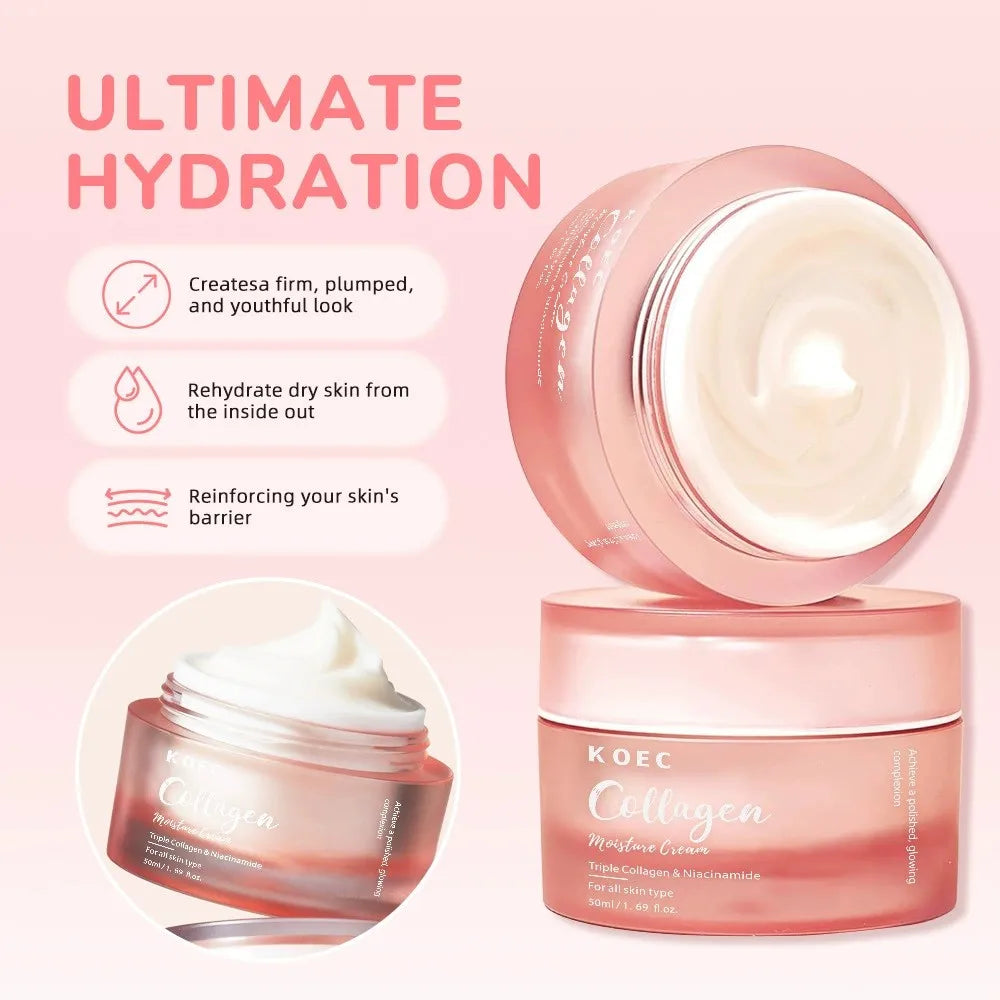 Collagen Toner + Triple Collagen Moisturizing Cream, Facial Moisturizing Moisturizing Nourishing and Brightening Skin Tone
