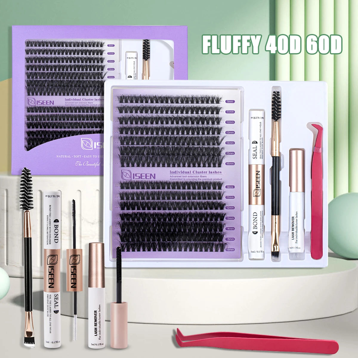 DIY Lash Extension Mix Styles Lash Clusters Individual Explosive Eyelashes with Bond&Seal Remover Tweezers Lash Brush