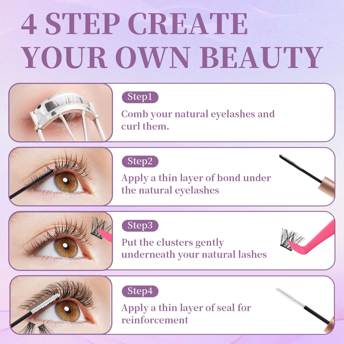 DIY Lash Extension Mix Styles Lash Clusters Individual Explosive Eyelashes with Bond&Seal Remover Tweezers Lash Brush