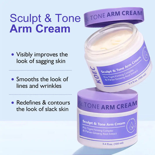 100Ml KOEC Ginseng Sculpt & Tone Arm Cream Tightening Firming Smoothing Hydrolyzed Collagen Ginseng Extract Avocado Shea Butter