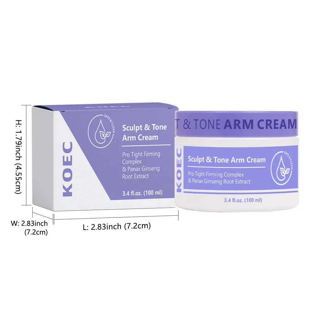 100Ml KOEC Ginseng Sculpt & Tone Arm Cream Tightening Firming Smoothing Hydrolyzed Collagen Ginseng Extract Avocado Shea Butter